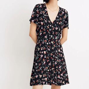 Madewell Black Dress with Floral Pattern